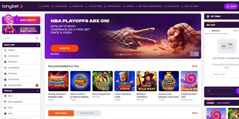 TonyBet Canada Screenshot 2026