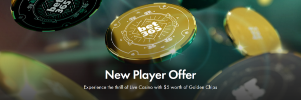 Bet365 Live Casino Welcome Offer - Deposit $10 and Get $5 in Golden Chips