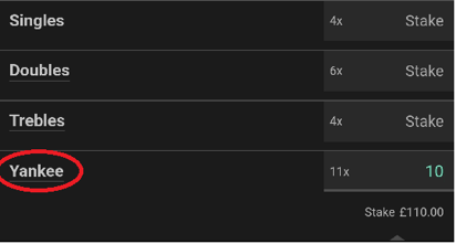 bet365 select yankee option