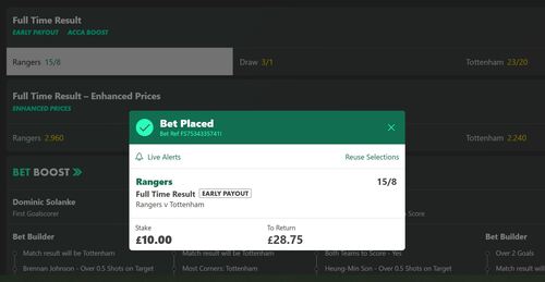 bet365 8 Bet placed