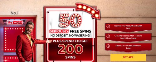 Sky Bet New Customer Offer - 50 Free Spins + Spend £10 Get 200 Spins - Vegas