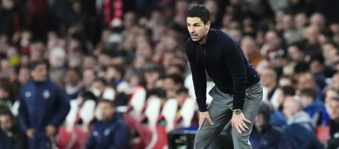 Mikel Arteta looks on at Arsenal