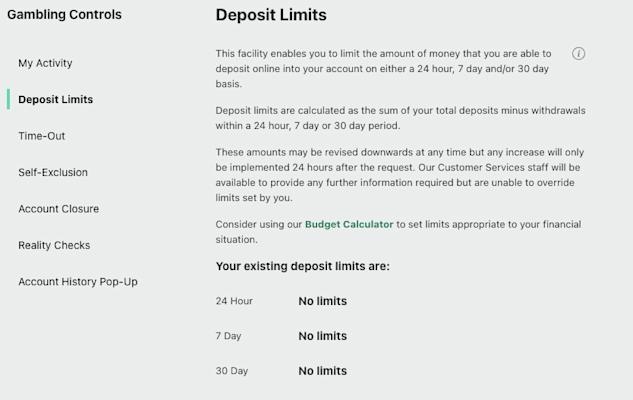 bet365 Deposit Limits