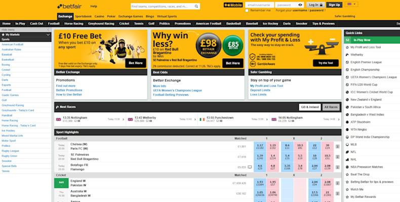 Betfair screenshot October 2025