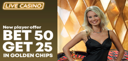 BoyleSports New Customer Offer - Stake £/€50 to get £/€25 in Golden Chips - Live Casino