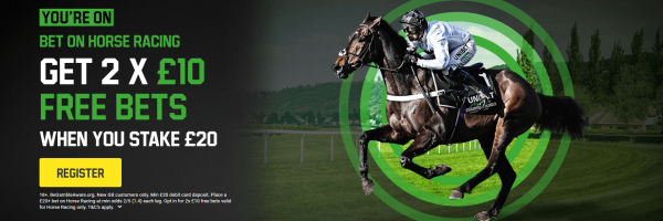 Unibet New Customer Offer - Horse Racing - Bet £20 Get 2x £10 Free Bets on Racing