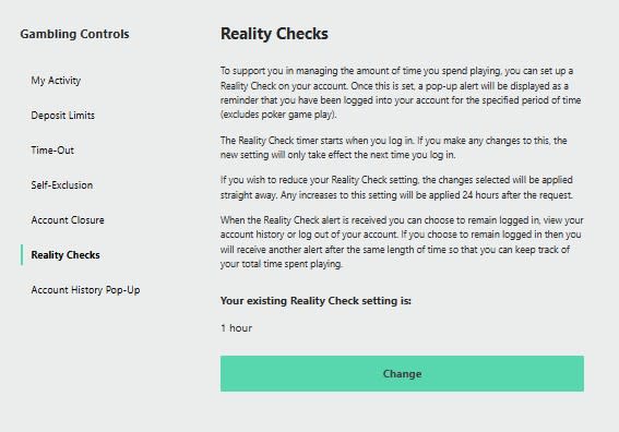 bet365 reality check