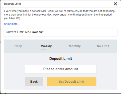 betfair deposit limit