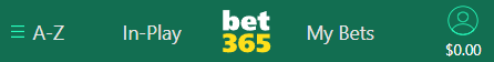 bet365 nj account menu