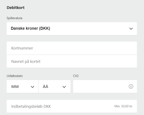 Bet365 Danmark indbetalingsskærm