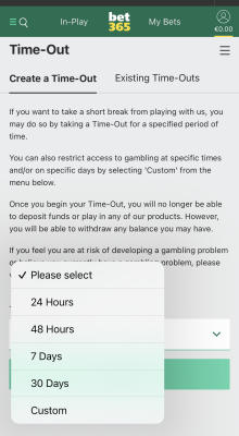 Bet365 Time Out