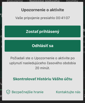 Upozornenie o aktivite