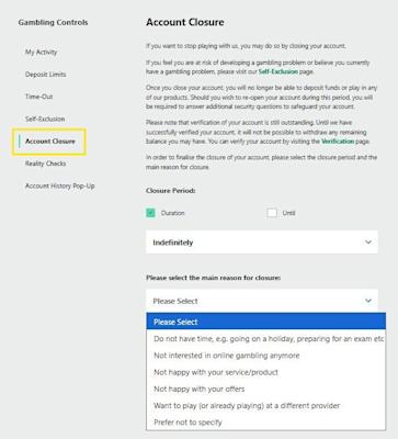 How to delete bet365 account closure
