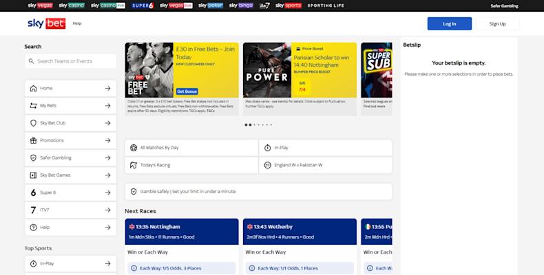 Sky Bet screenshot October 2025