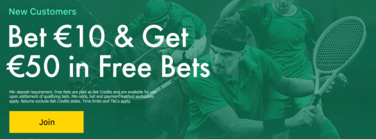 Bet365 Ireland - Sport Sign Up Offer - Bet €10 Get €50