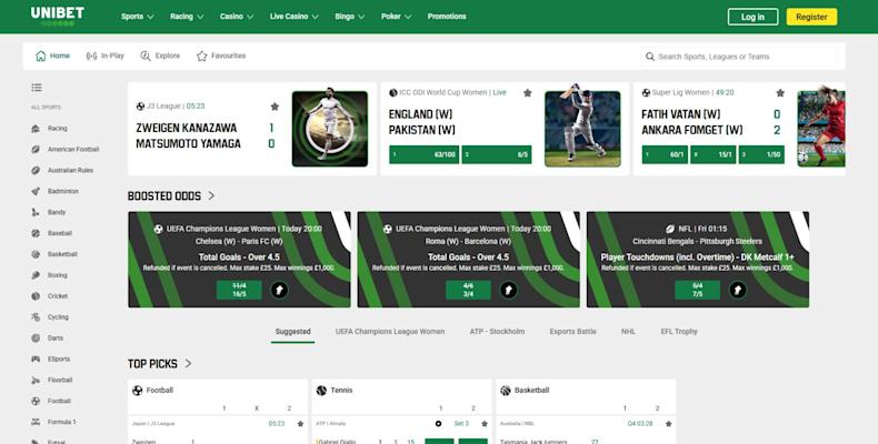 Unibet screenshot October 2025