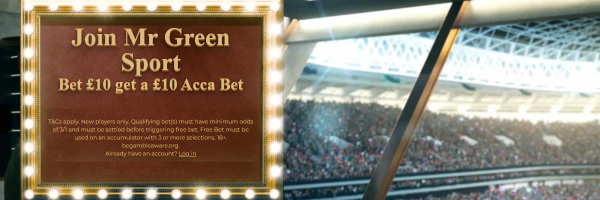 Mr Green Welcome Offer - Bet £10 get a £10 Acca Bet