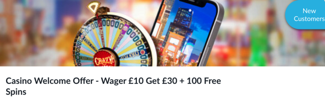 Betvictor New Customer Offer - Wager £10 Get £30 + 100 Free Spins - Casino