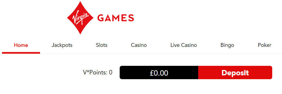 virgin games deposit button