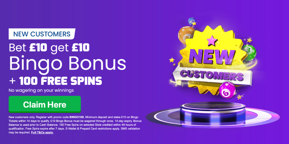 Betfred New Customer Offer - BET £10 GET £10 BINGO BONUS + 100 FREE SPINS