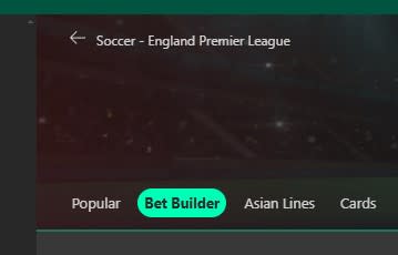 bet365 Bet Builder - select competition 