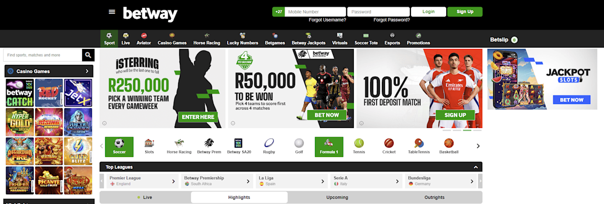 Betway Home page ZA