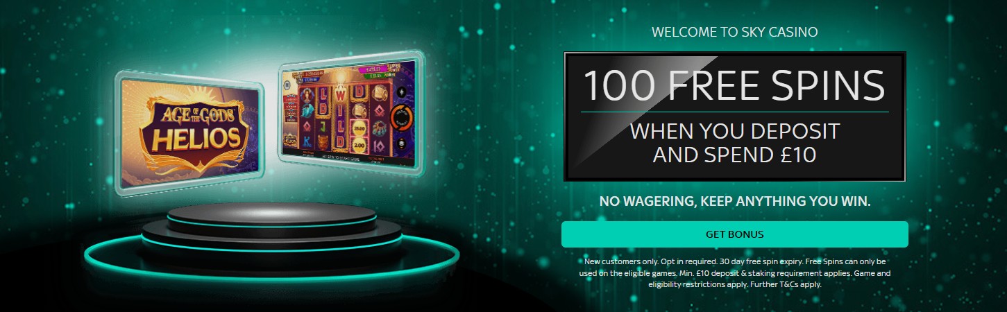 Sky Casino - Spend £10 Get a 100 Free Spins
