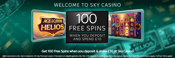 Sky Casino - Spend £10 Get a 100 Free Spins