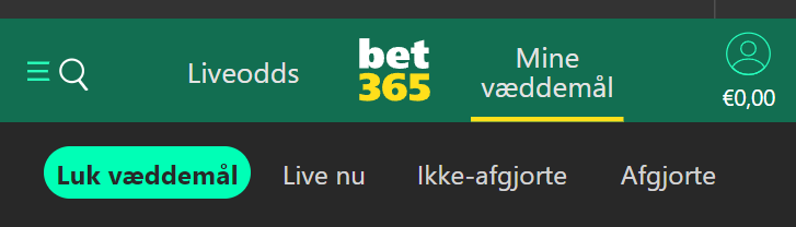 Bet365 Rediger væddemål