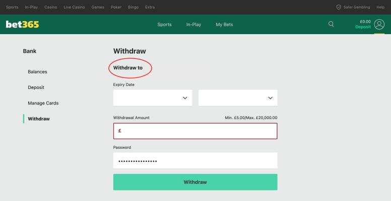 Bet365 Withdrawal Options
