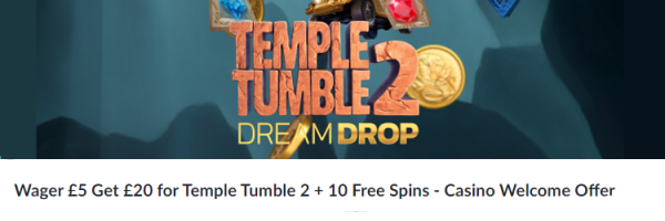 £20 Temple Tumble 2 Welcome Bonus + 10 Free Spins