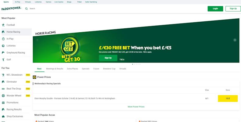 Paddy Power screenshot October 2025