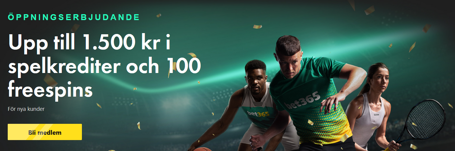 Upp till 1500 kr i spelkrediter + 100 freespins