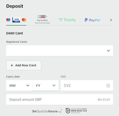 bet365 Deposit Screen