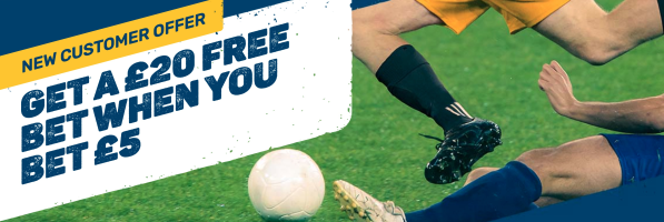 Coral New Customer Offer - Get a £20 Free Bet when you Bet £5 - Football