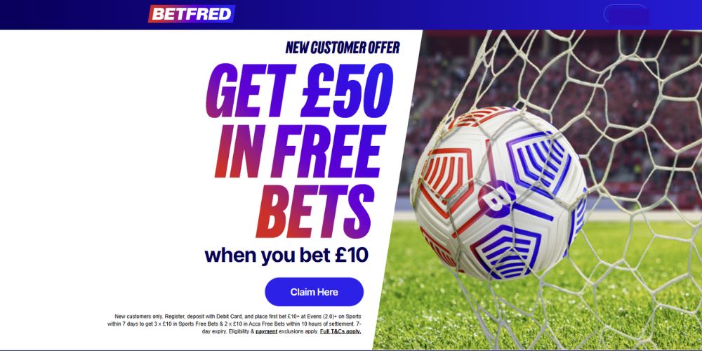 Betfred Welcome Offer - £50 in Free Bets When you Bet £10