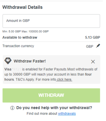 Coral Withdrawal Details