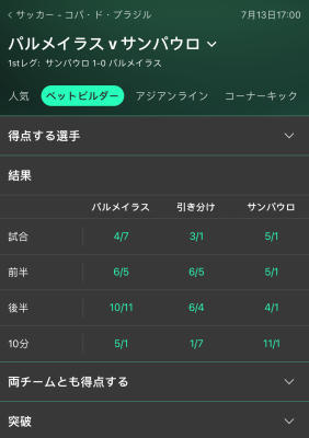 Bet365ベットビルダーマーケット