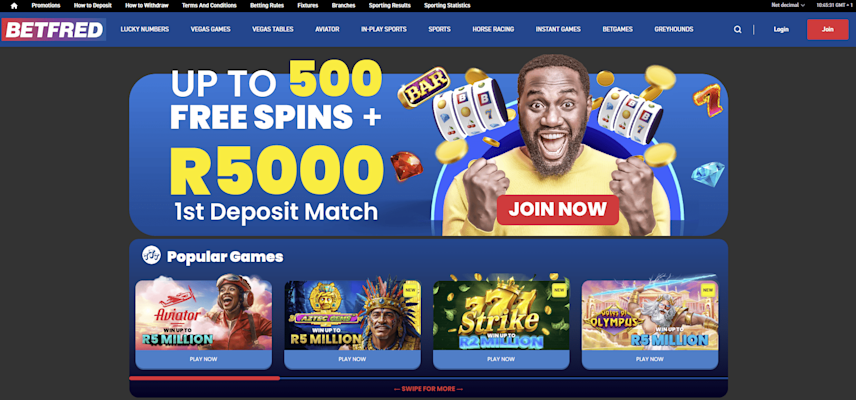 Betfred Home Page ZA