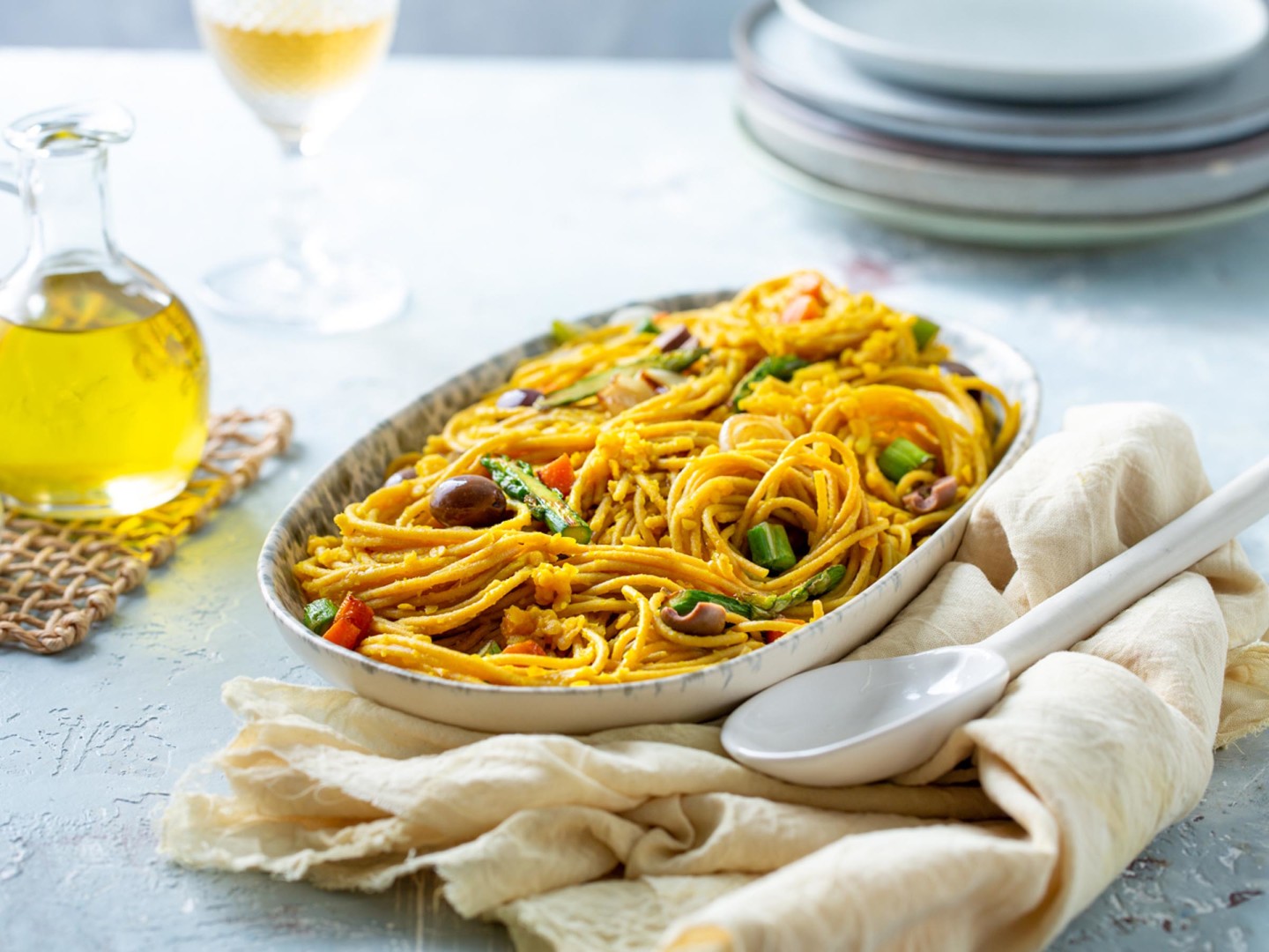 NaturaSi-Ricette-Spaghetti integrali con lenticchie e asparagi