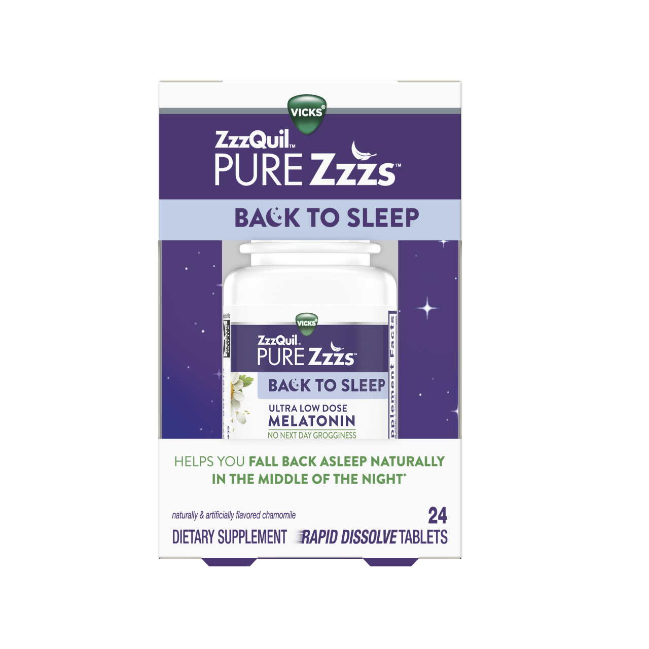 Vicks ZzzQuil PURE Zzzs Back to Sleep Rapid Dissolve Tablets