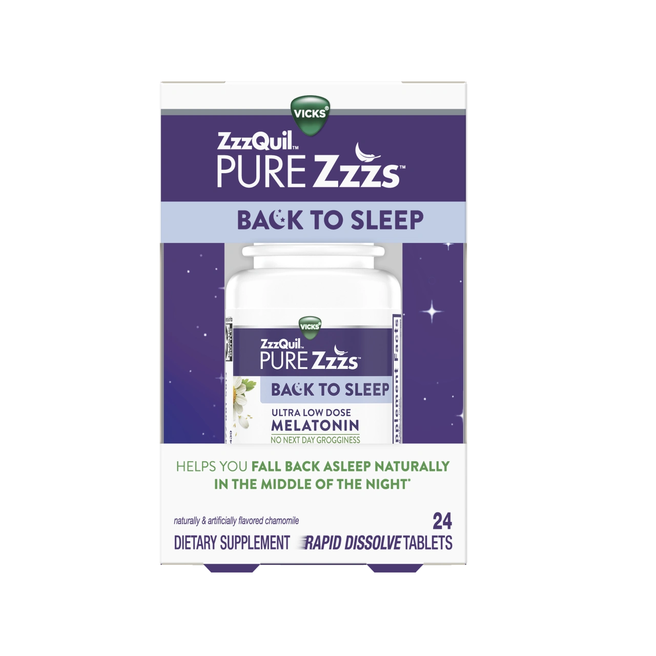 Vicks ZzzQuil PURE Zzzs Back to Sleep Rapid Dissolve Tablets