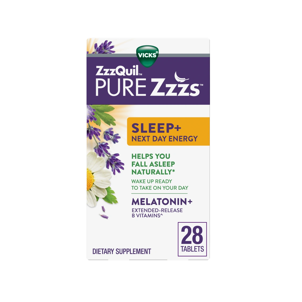 Vicks ZzzQuil PURE Zzzs Sleep+ Next Day Energy Tablets