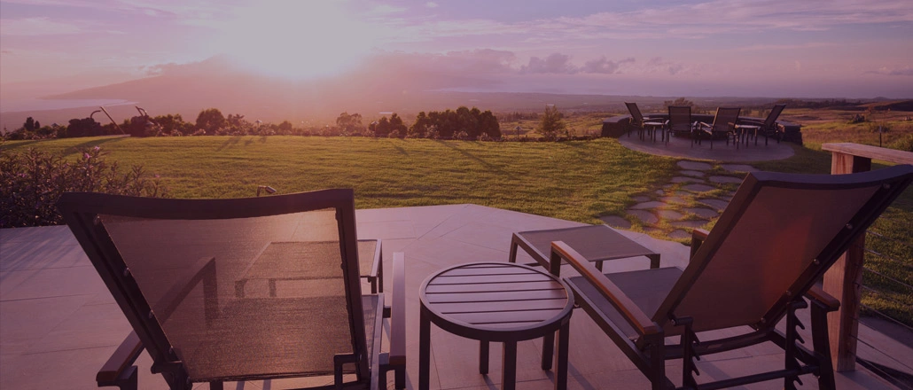 Chairs on deck during the sunset