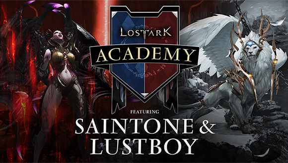 Logo de Academia Lost Ark que presenta a Lustboy y Saintone