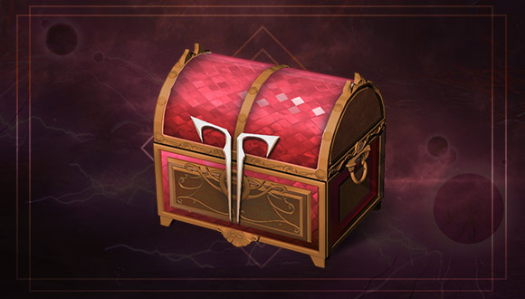 Un coffre rouge portant le logo en T de Lost Ark.