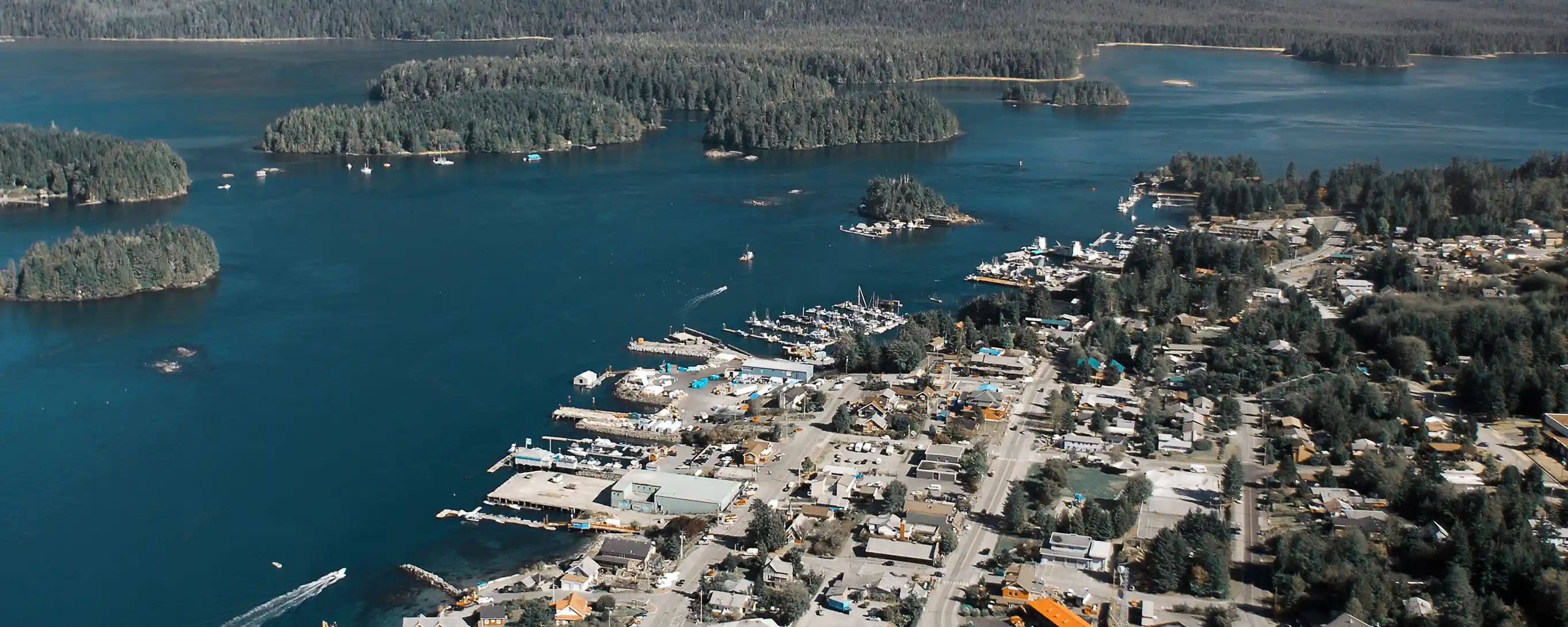 Aerial view of Tofino, BC