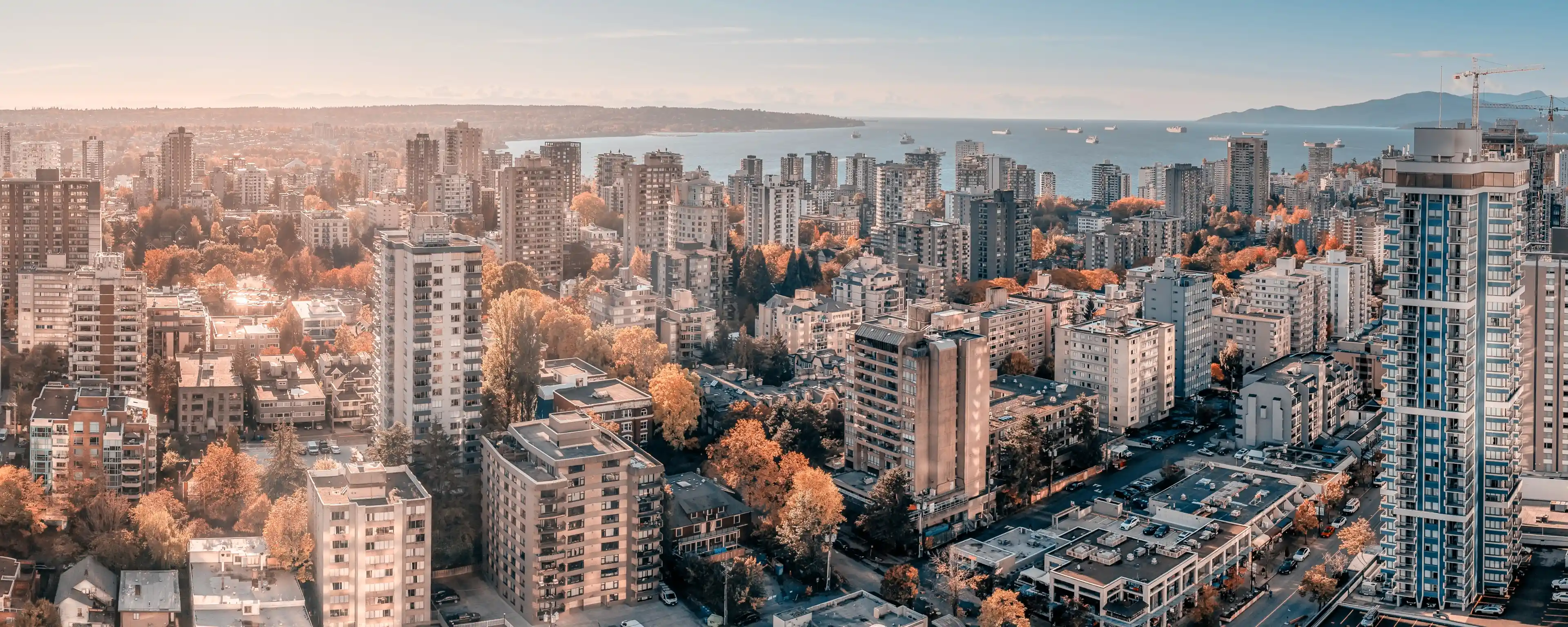 Aerial view of English Bay in Vancouver, BC
