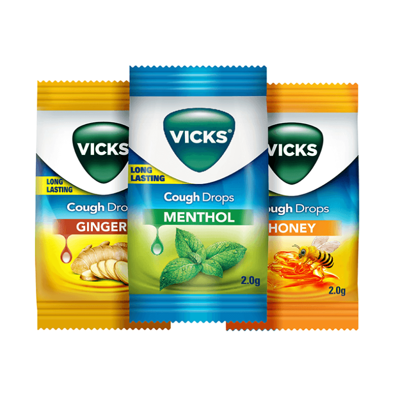 Vicks Cough Drops - All the flavours - Ginger, Menthol, Honey