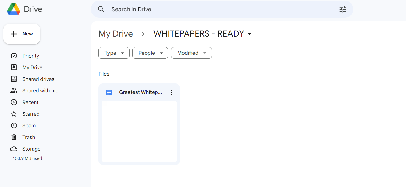 Example of a Google Doc in the source folder